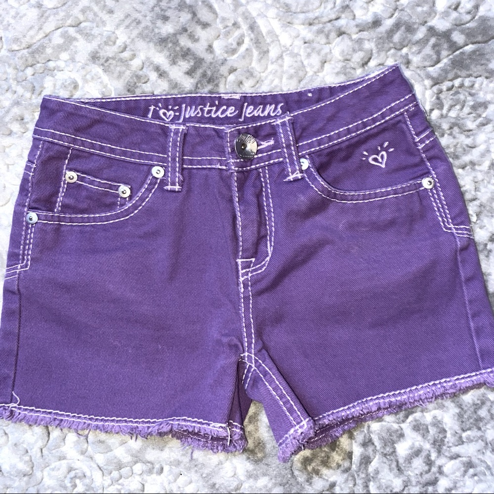 Justice purple jean cut off shorts simply low girls size 10